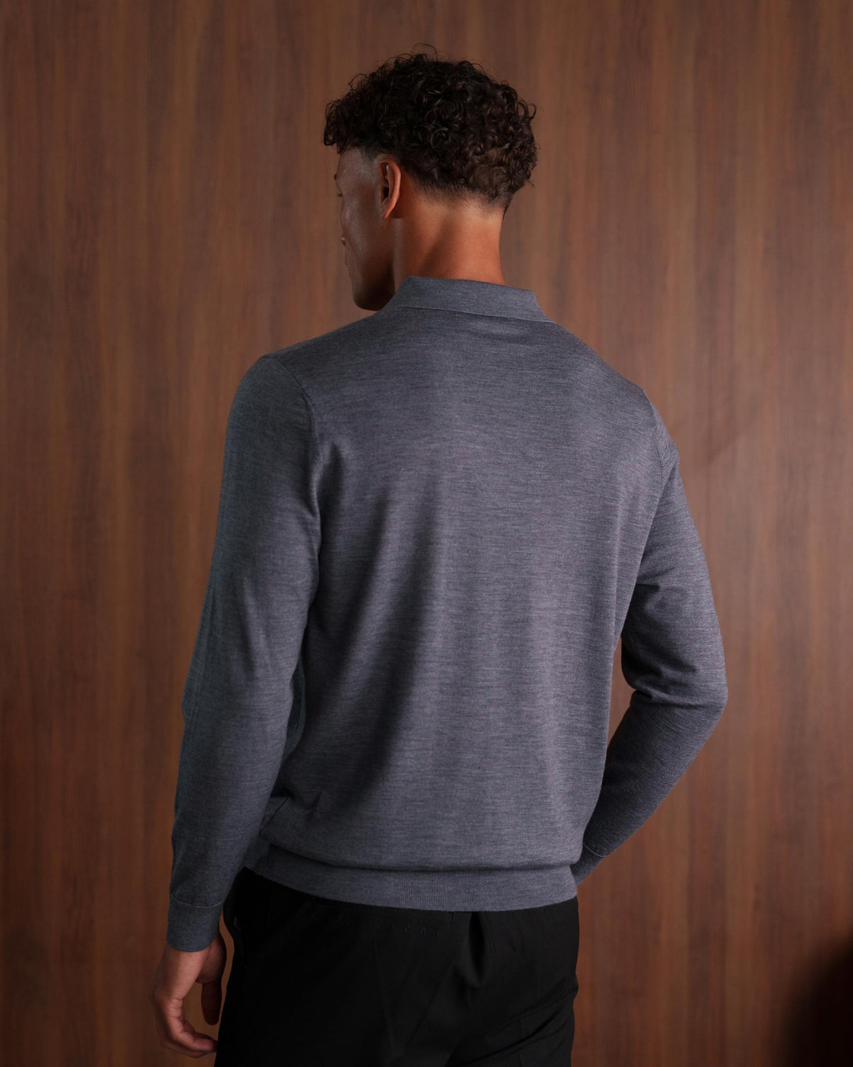 SOMBRA LONG SLEEVE POLO - GREY