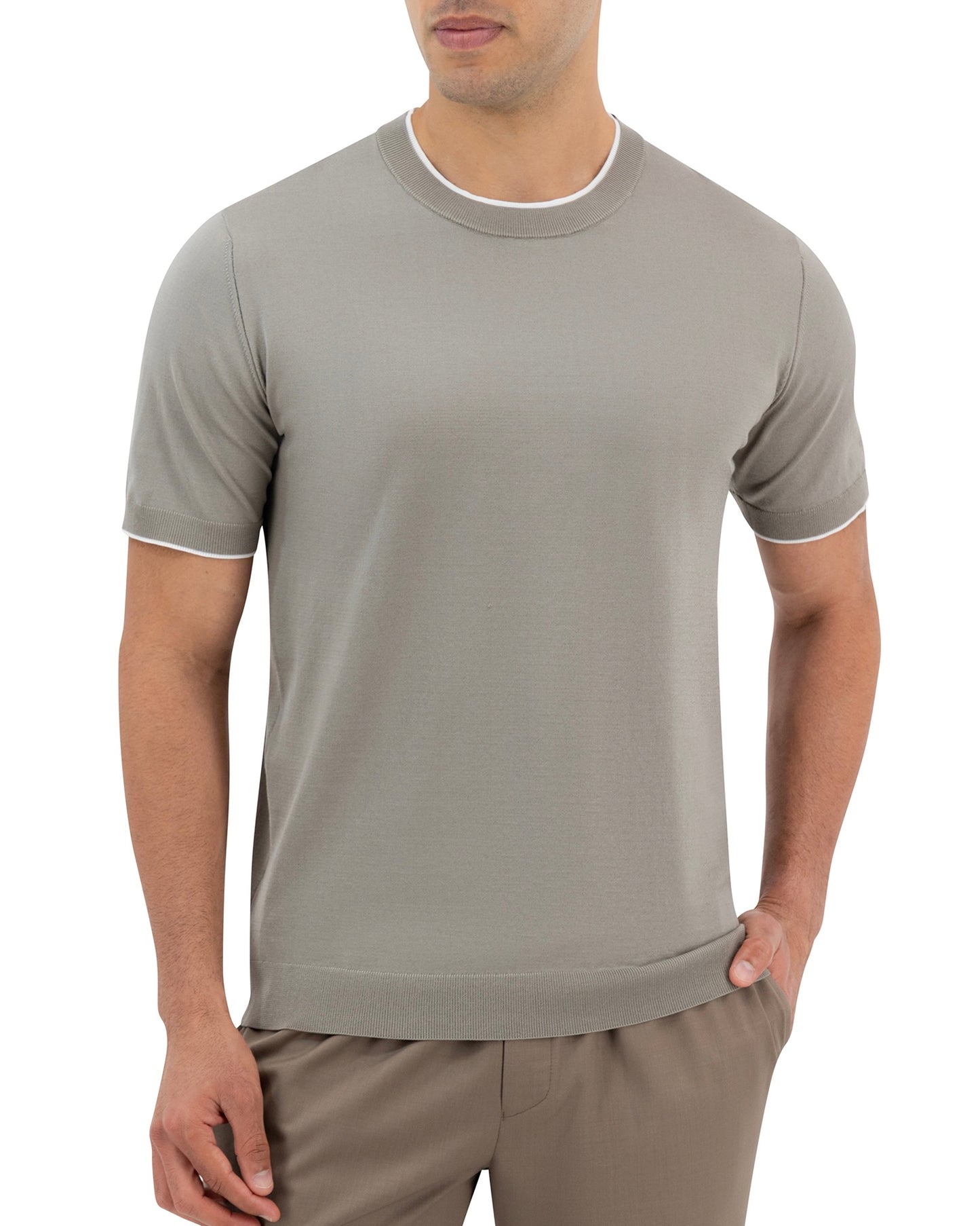 LINEA KNIT T-SHIRT - SAGE GREY