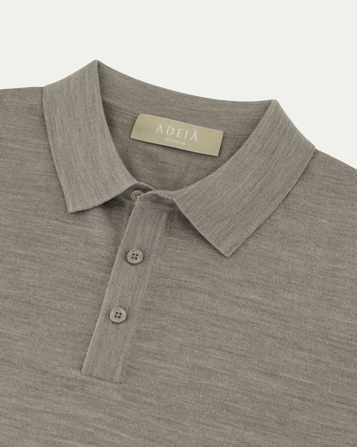 MERINO WOOL LONG SLEEVE POLO - BEIGE