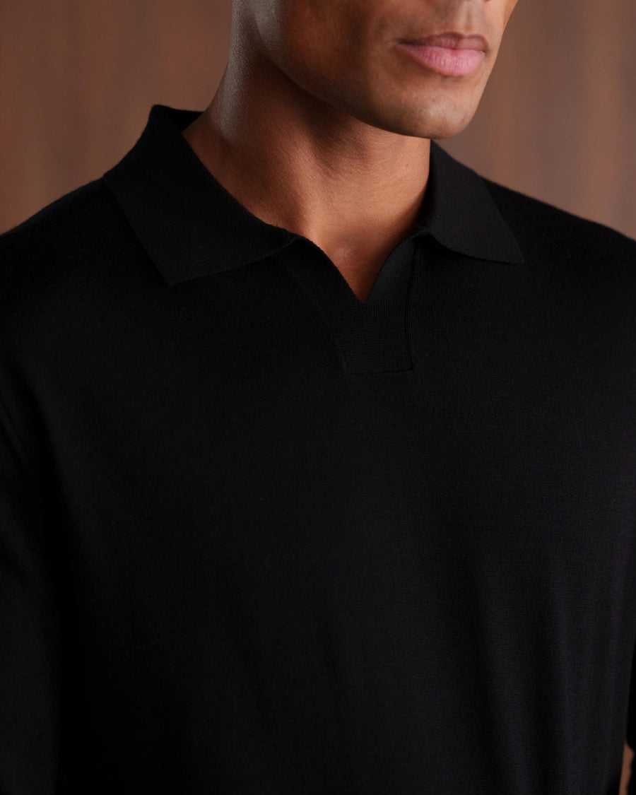 SOMBRA LONG SLEEVE POLO - BLACK
