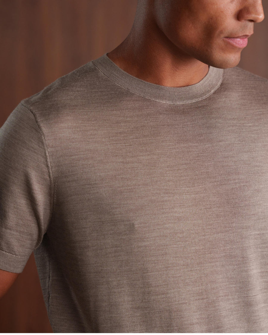 MERINO WOOL T-SHIRT - BEIGE