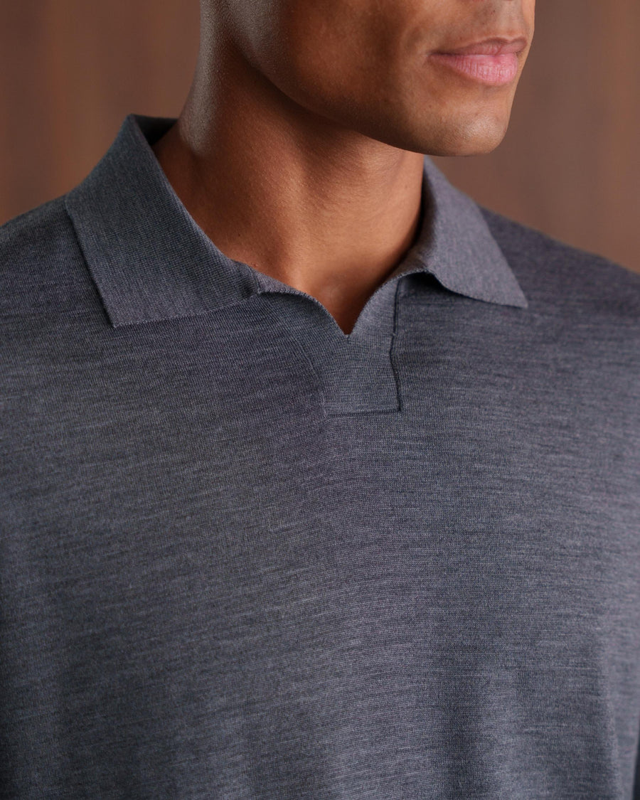 SOMBRA LONG SLEEVE POLO - GREY