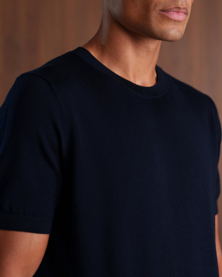 MERINO WOOL T-SHIRT - NAVY
