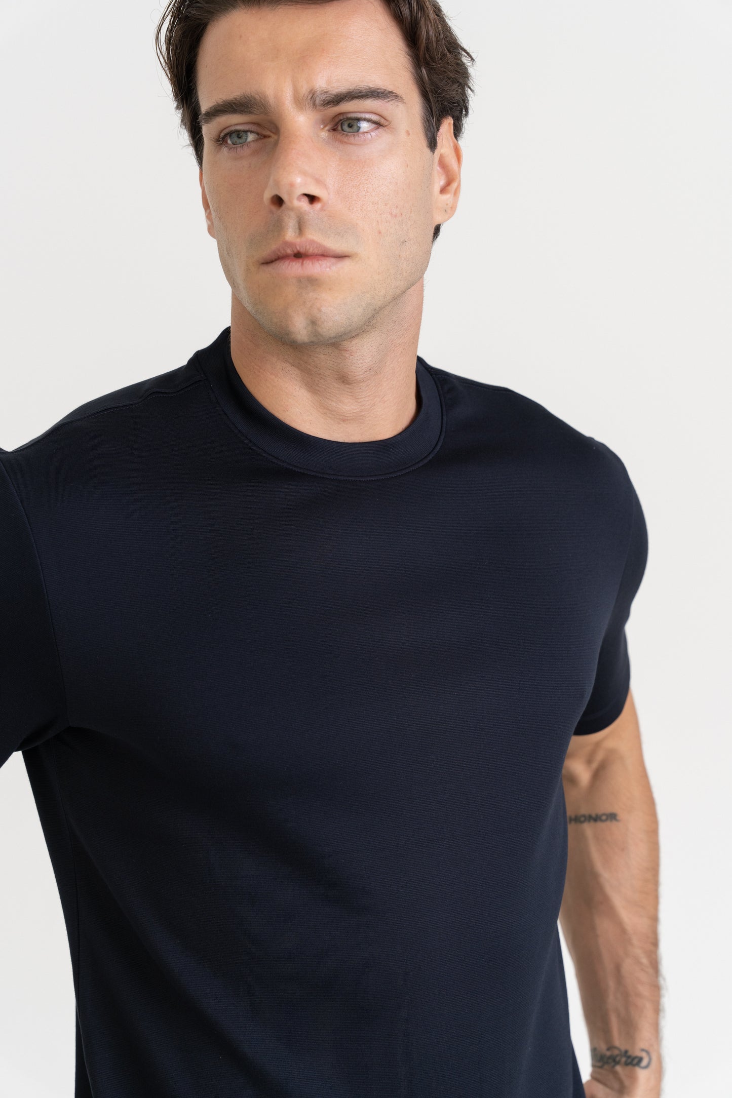 WOOL BLEND T-SHIRT - NAVY