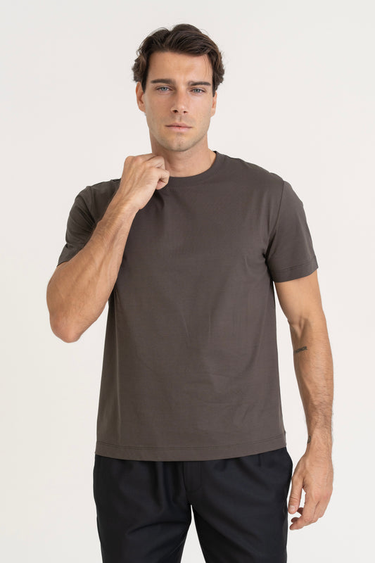 BASIC COTTON T-SHIRT - DARK OLIVE