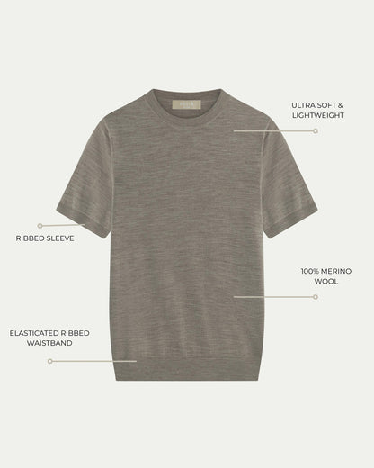 MERINO WOOL T-SHIRT - BEIGE