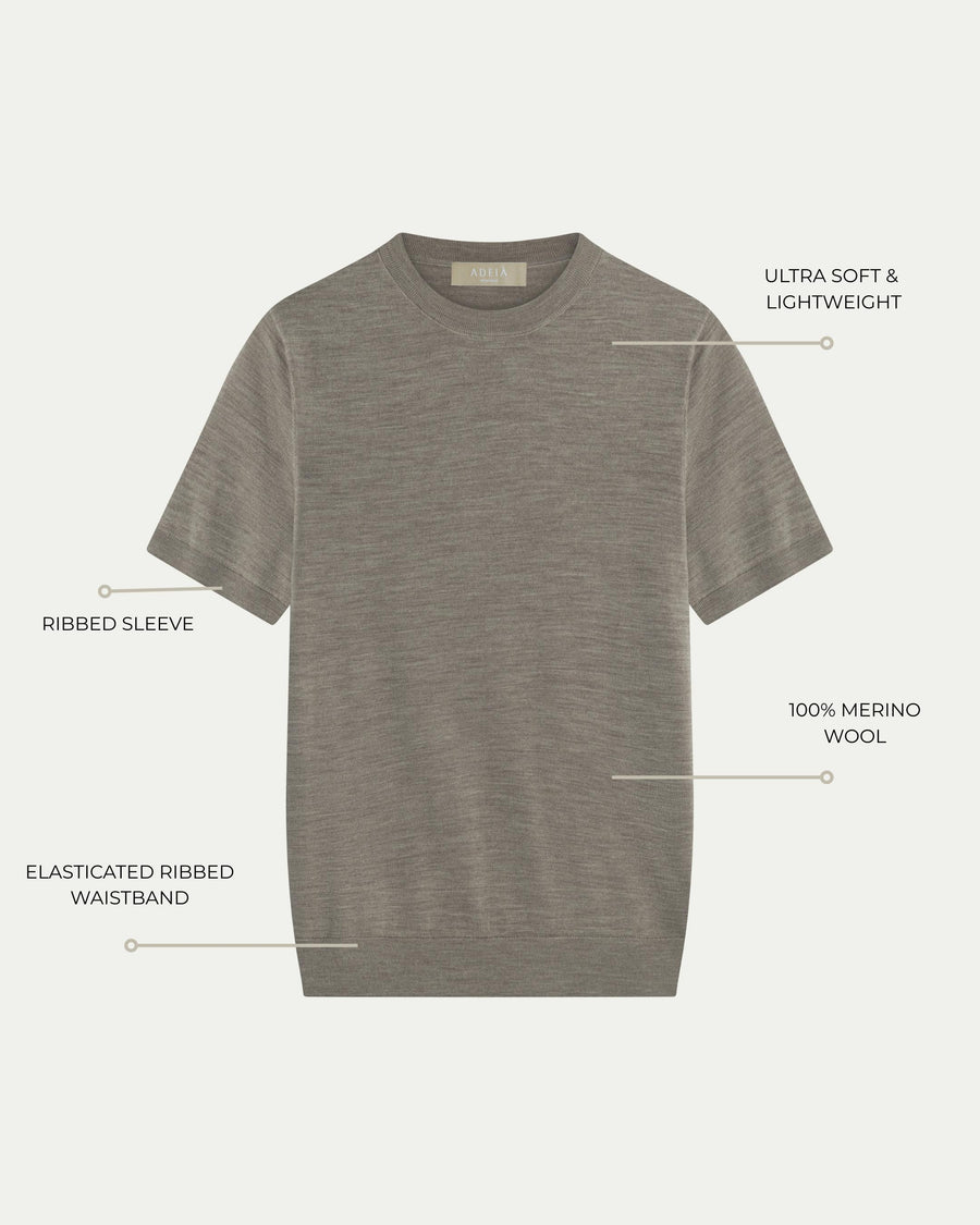 MERINO WOOL T-SHIRT - BEIGE