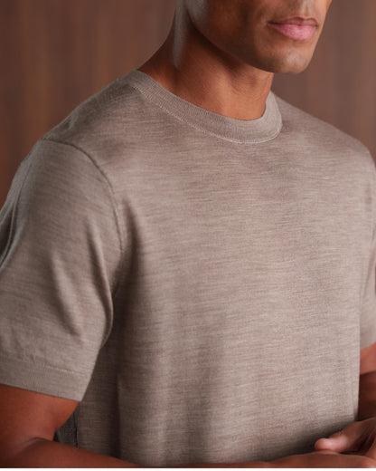 MERINO WOOL T-SHIRT - BEIGE