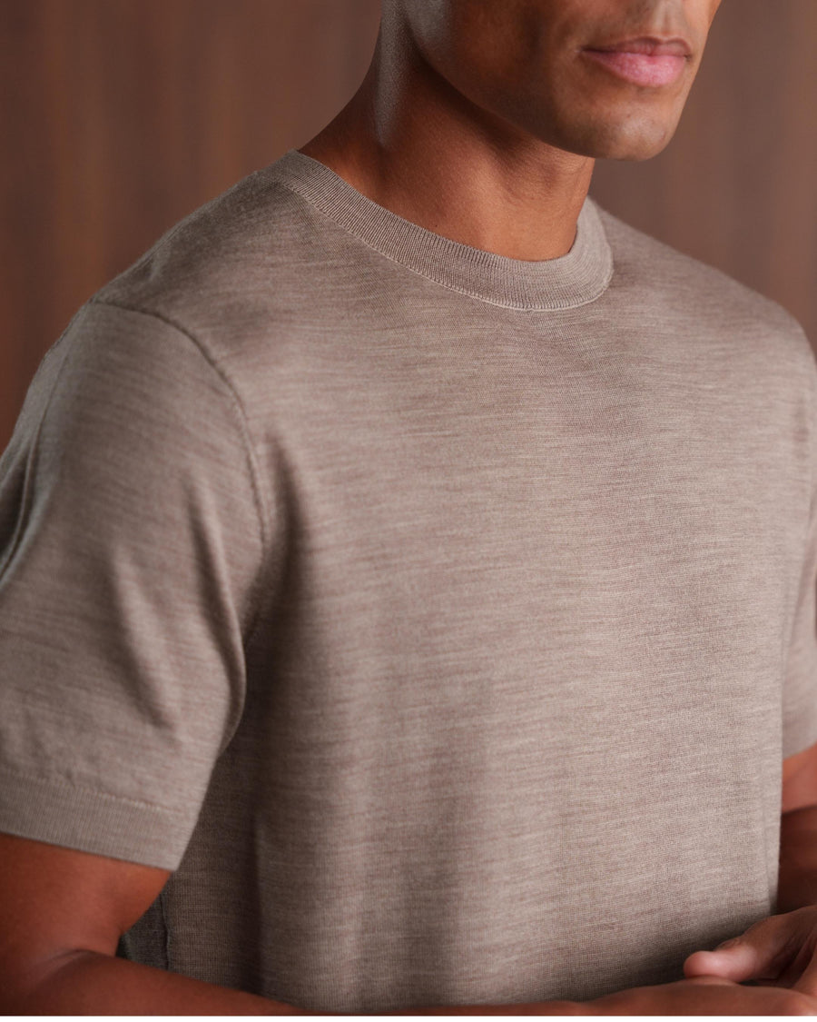 MERINO WOOL T-SHIRT - BEIGE