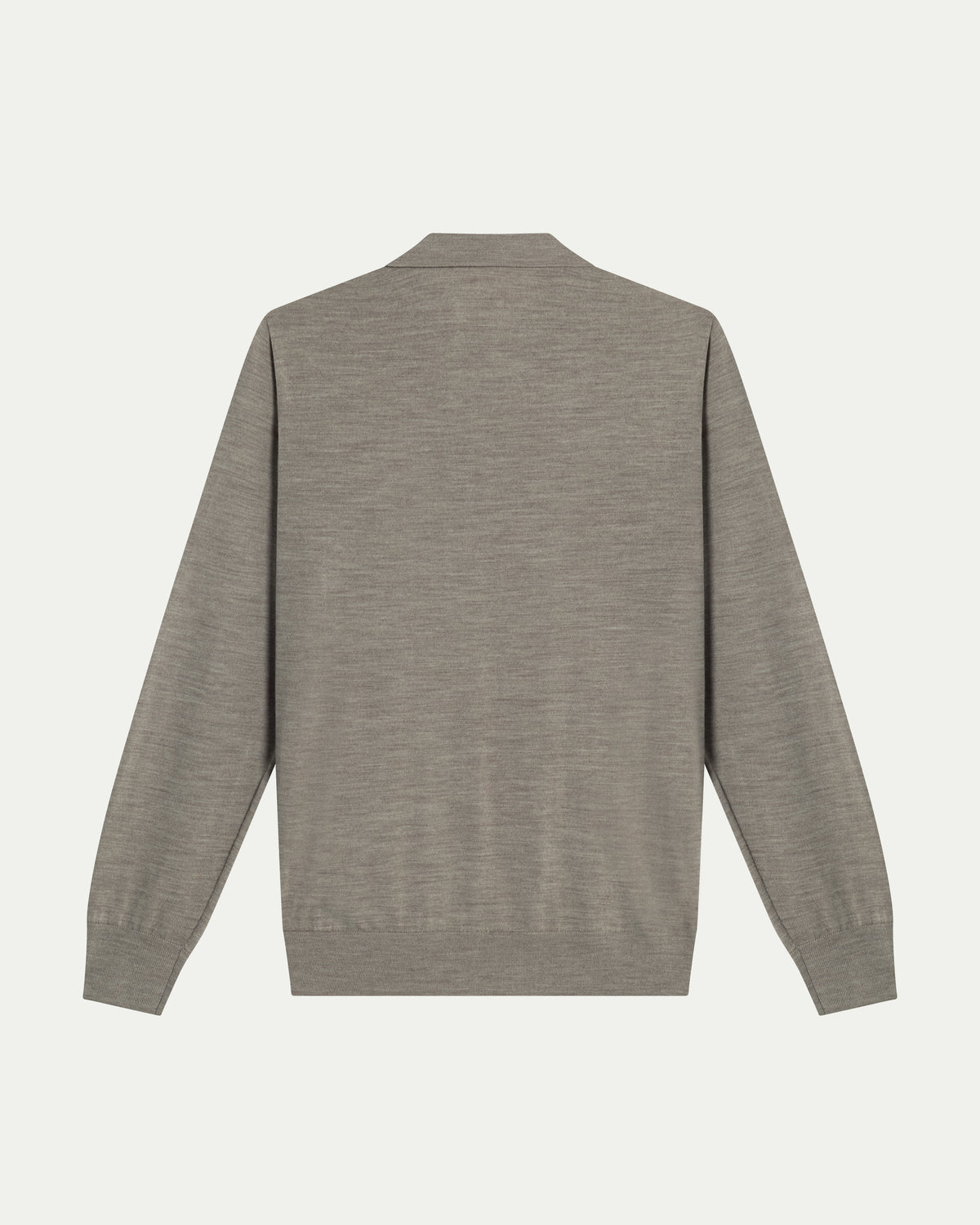 MERINO WOOL LONG SLEEVE POLO - BEIGE
