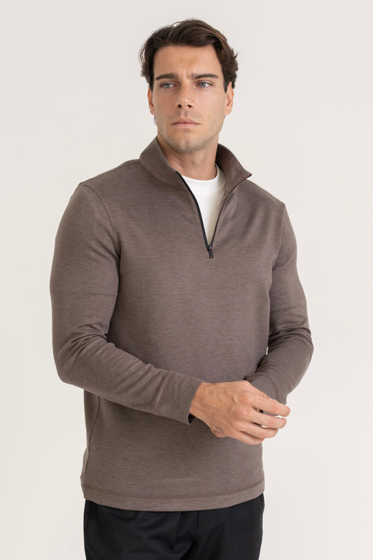 QUARTER ZIP PULLOVER - TAUPE