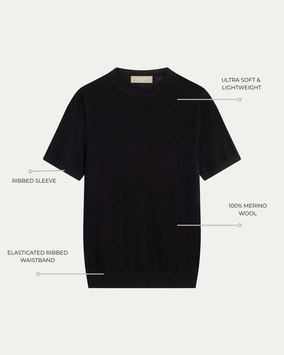 MERINO WOOL T-SHIRT - BLACK