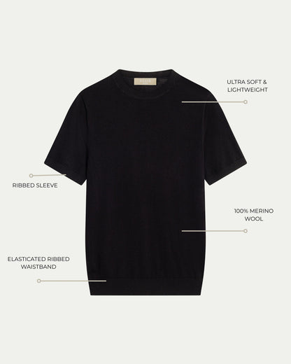 MERINO WOOL T-SHIRT - BLACK