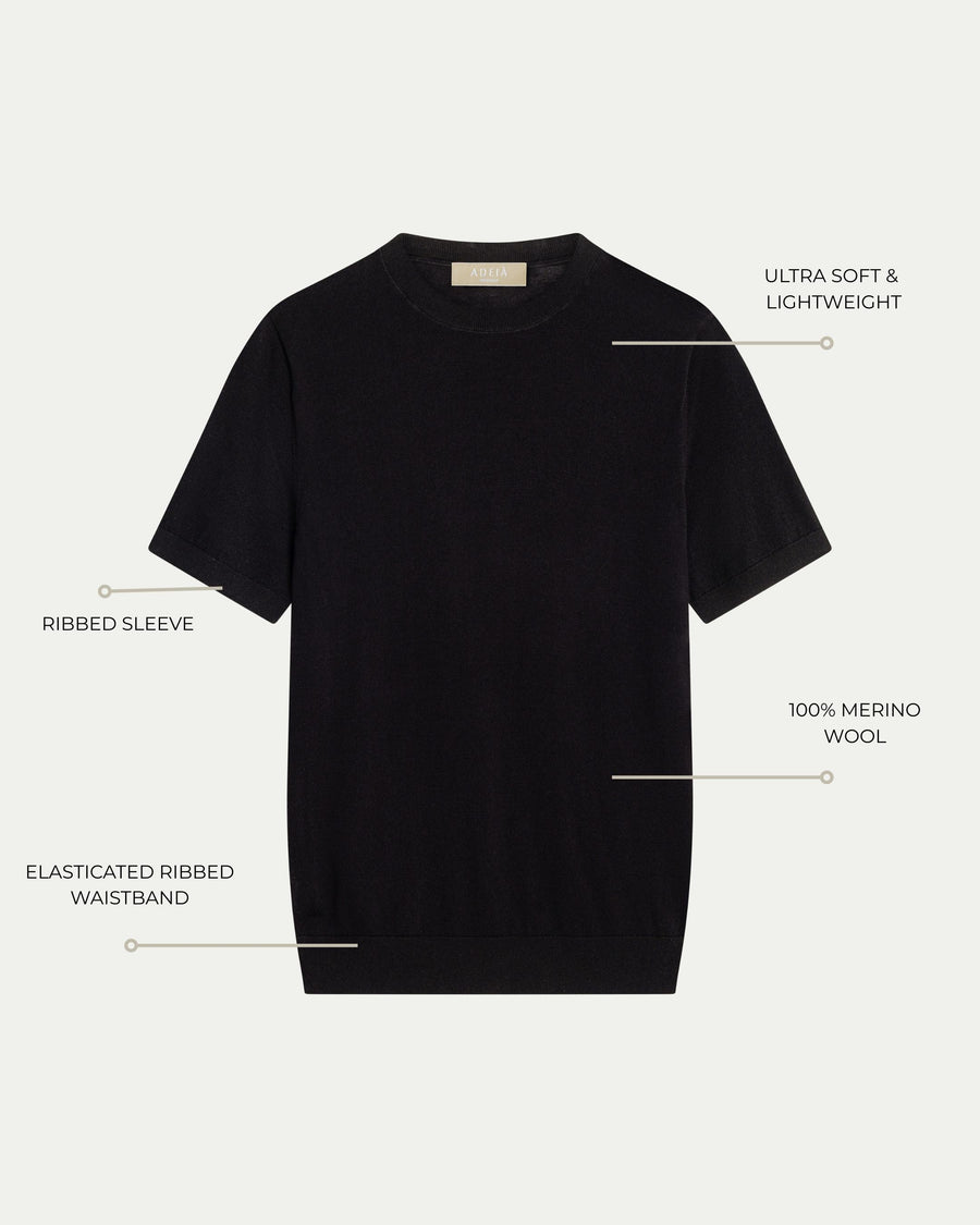 MERINO WOOL T-SHIRT - BLACK