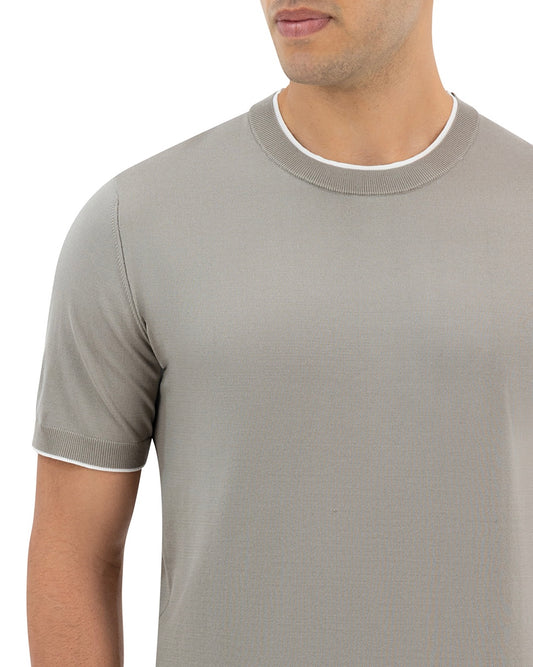 LINEA KNIT T-SHIRT - SAGE GREY