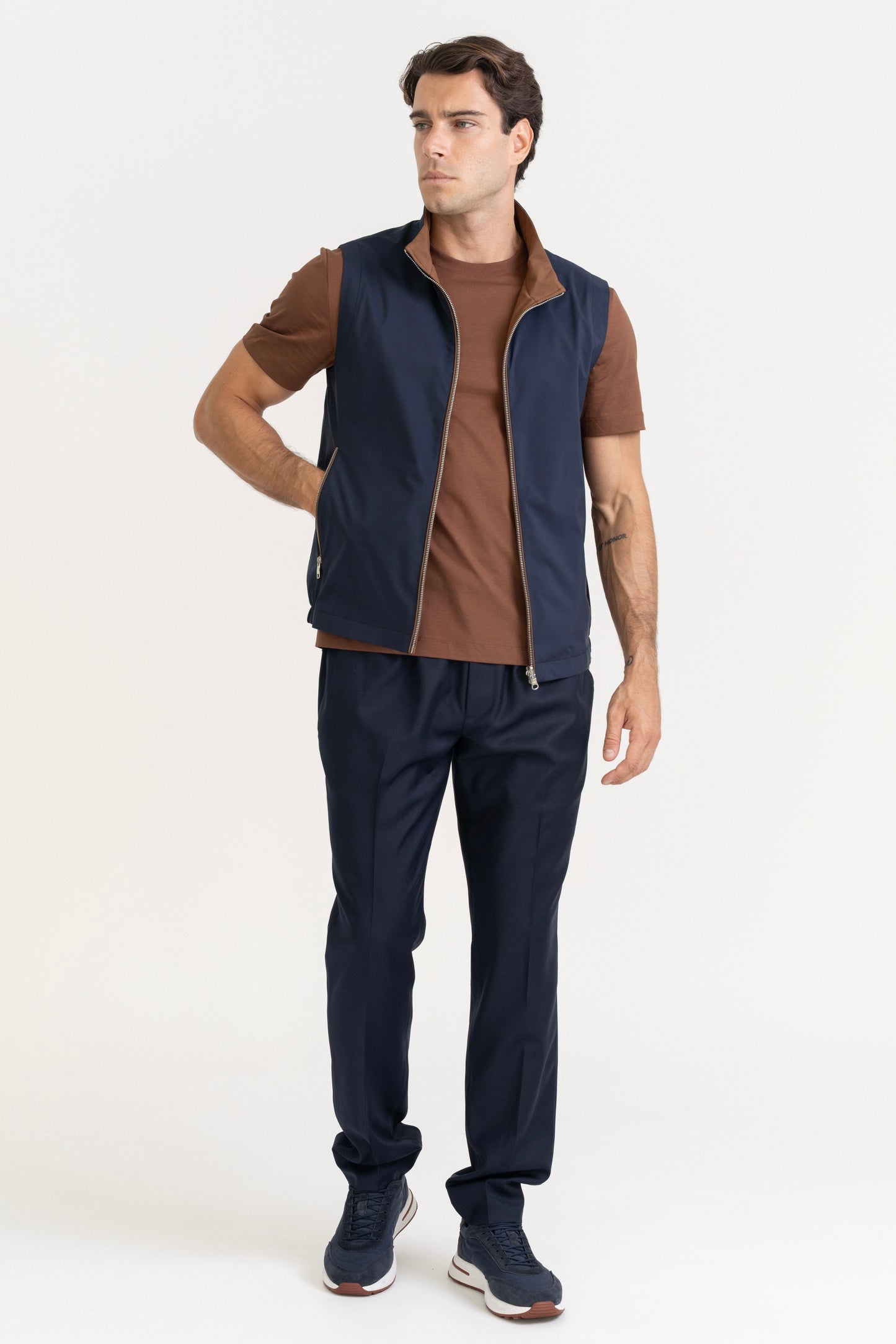 REVERSIBLE TECH GILET - NAVY/RUST