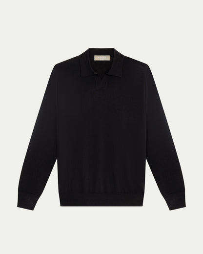SOMBRA LONG SLEEVE POLO - BLACK