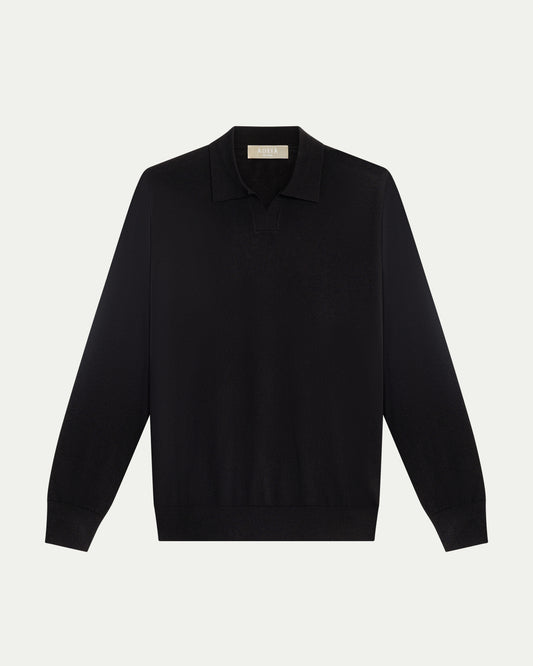 SOMBRA LONG SLEEVE POLO - BLACK