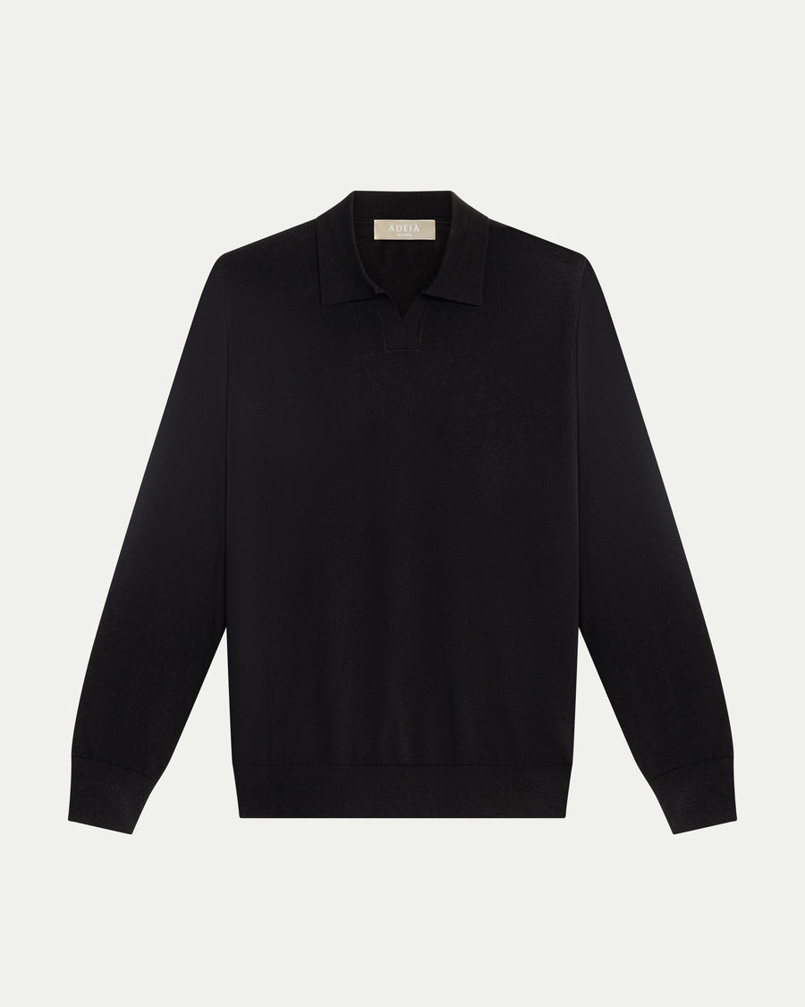 SOMBRA LONG SLEEVE POLO - BLACK