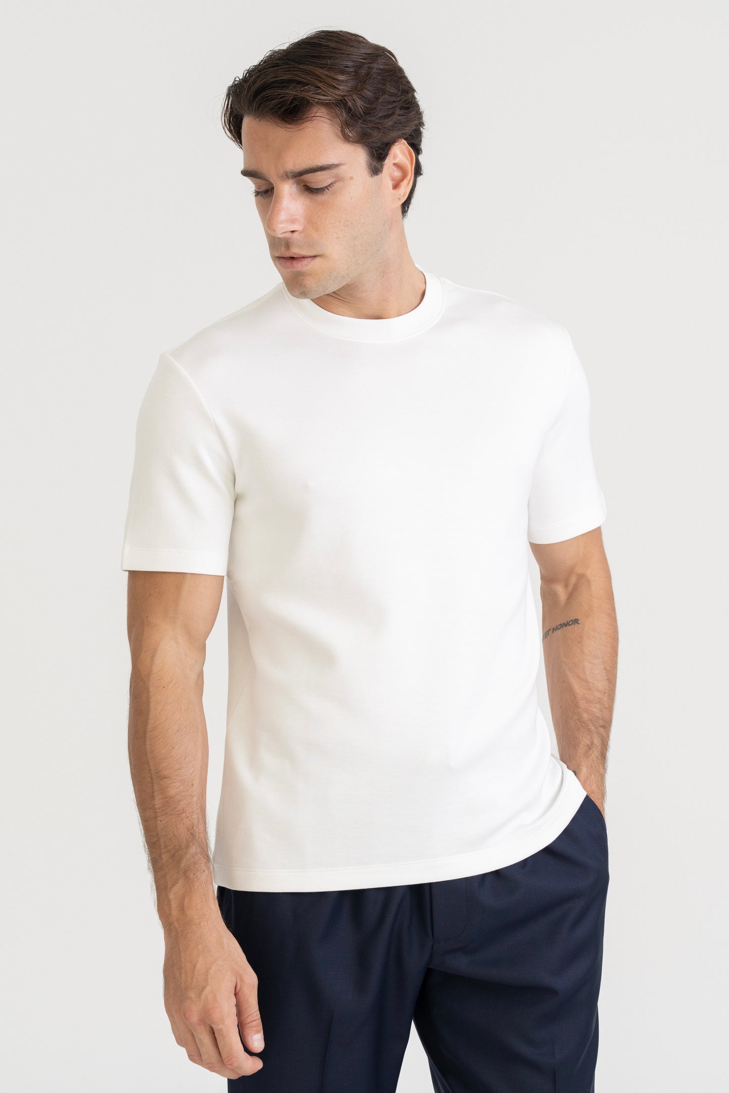 WOOL BLEND T-SHIRT - WHITE
