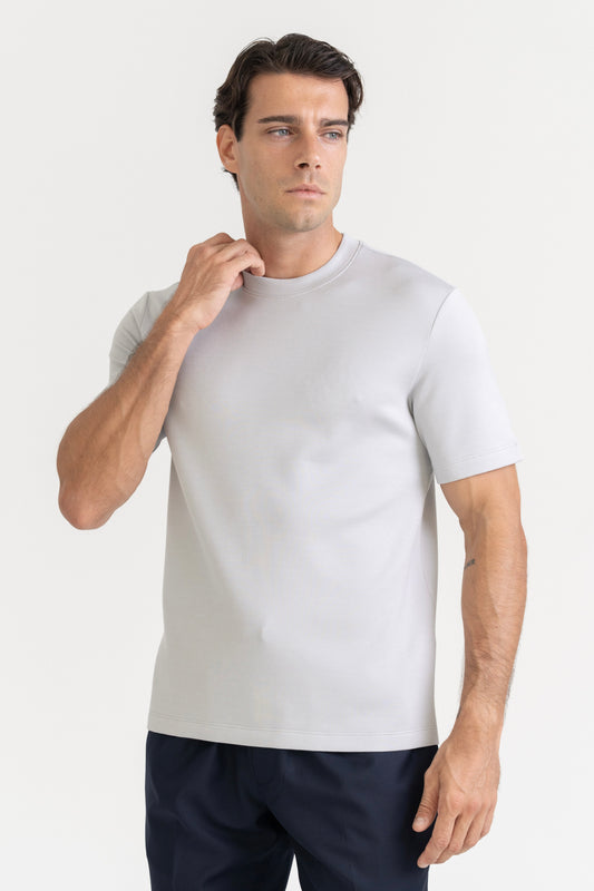 WOOL BLEND T-SHIRT - GLACIER GREY