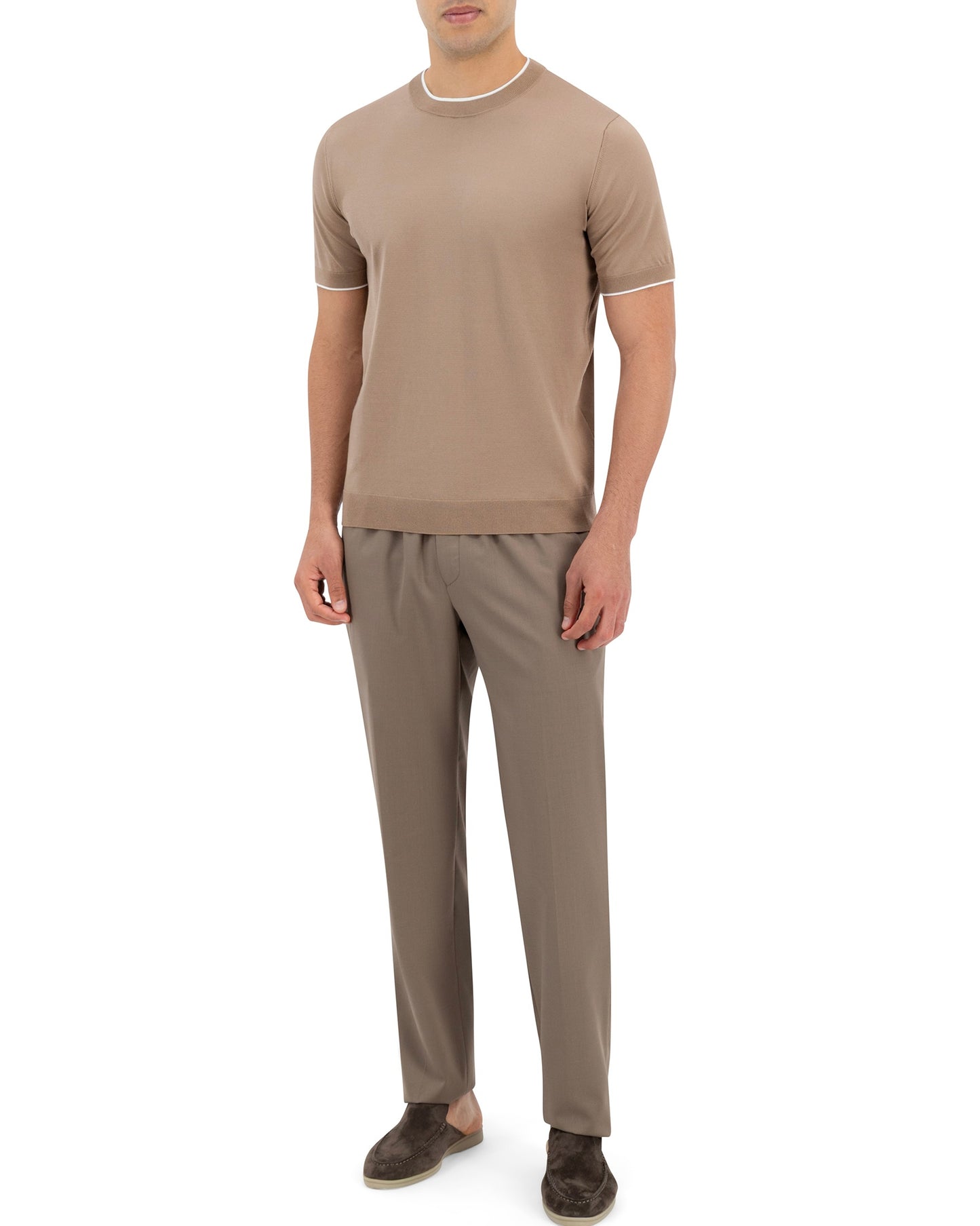 LINEA KNIT T-SHIRT - SANDSTONE