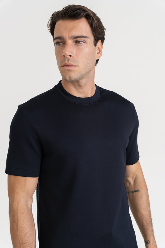 WOOL BLEND T-SHIRT - NAVY