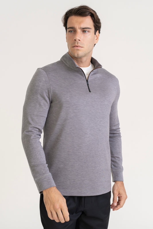 QUARTER ZIP PULLOVER - GREY