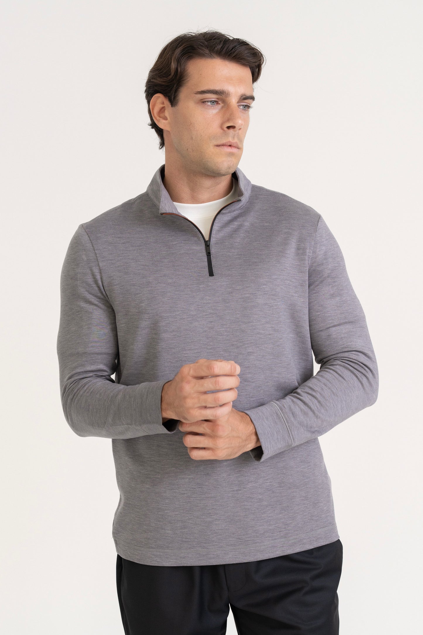 QUARTER ZIP PULLOVER - GREY