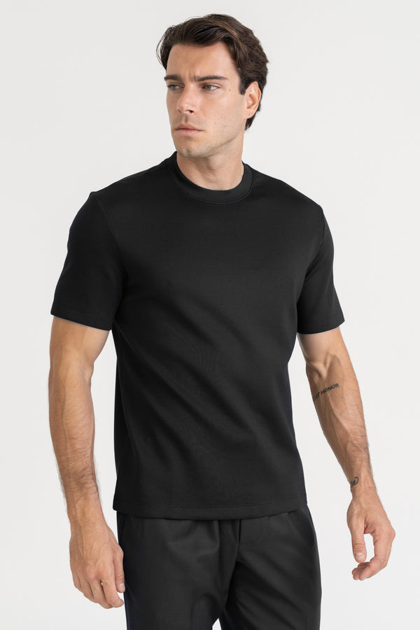 WOOL BLEND T-SHIRT - BLACK