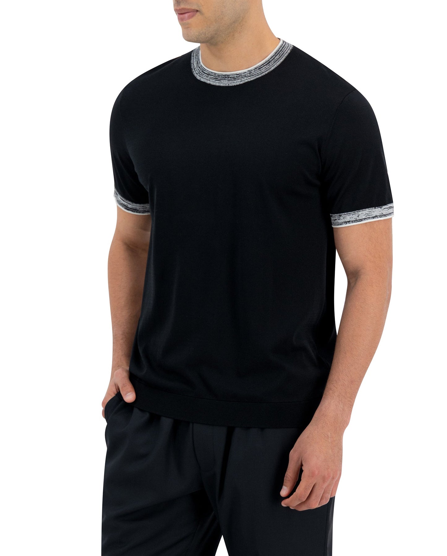 DELMAR KNIT T-SHIRT - BLACK