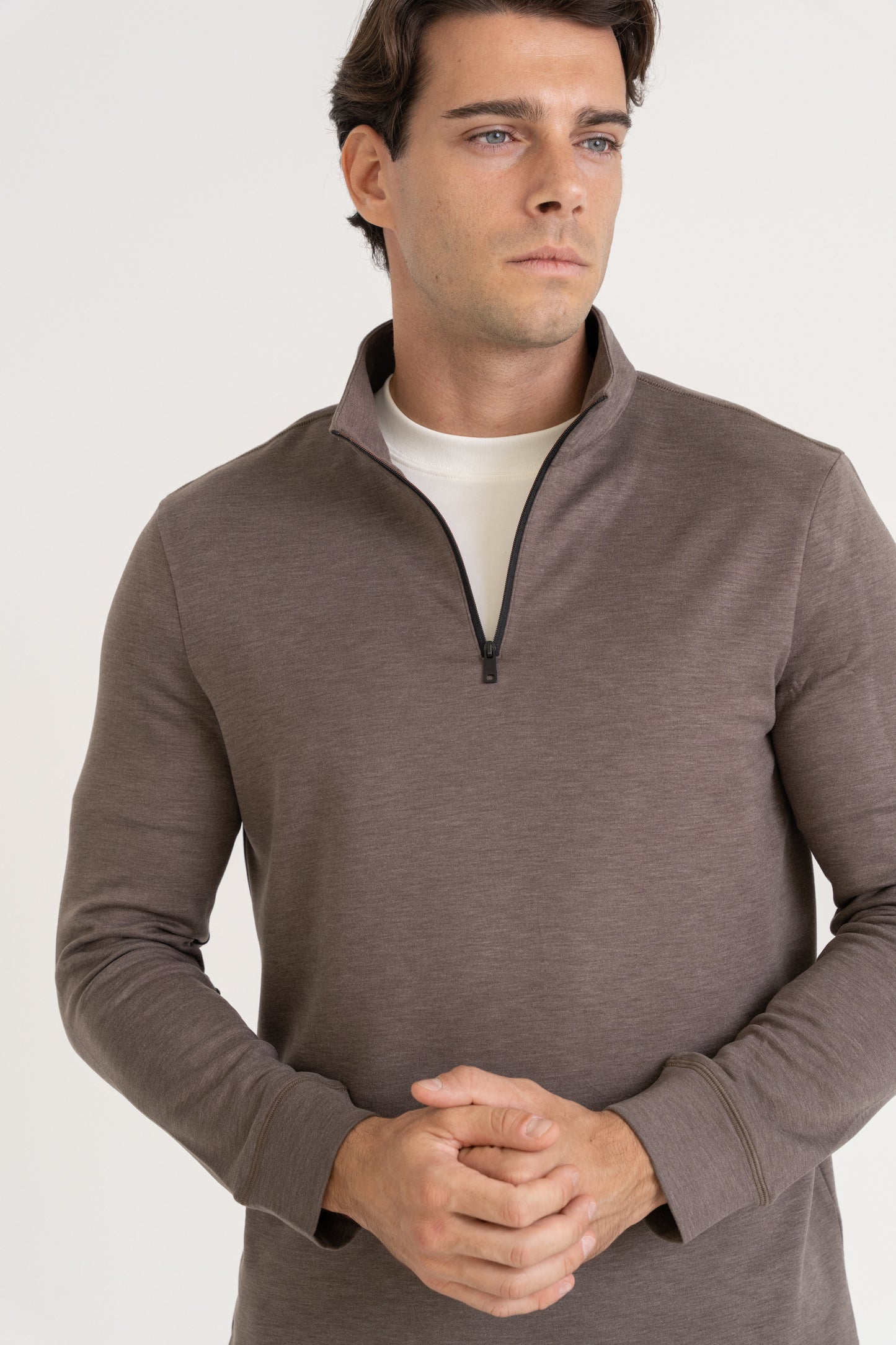 QUARTER ZIP PULLOVER - TAUPE