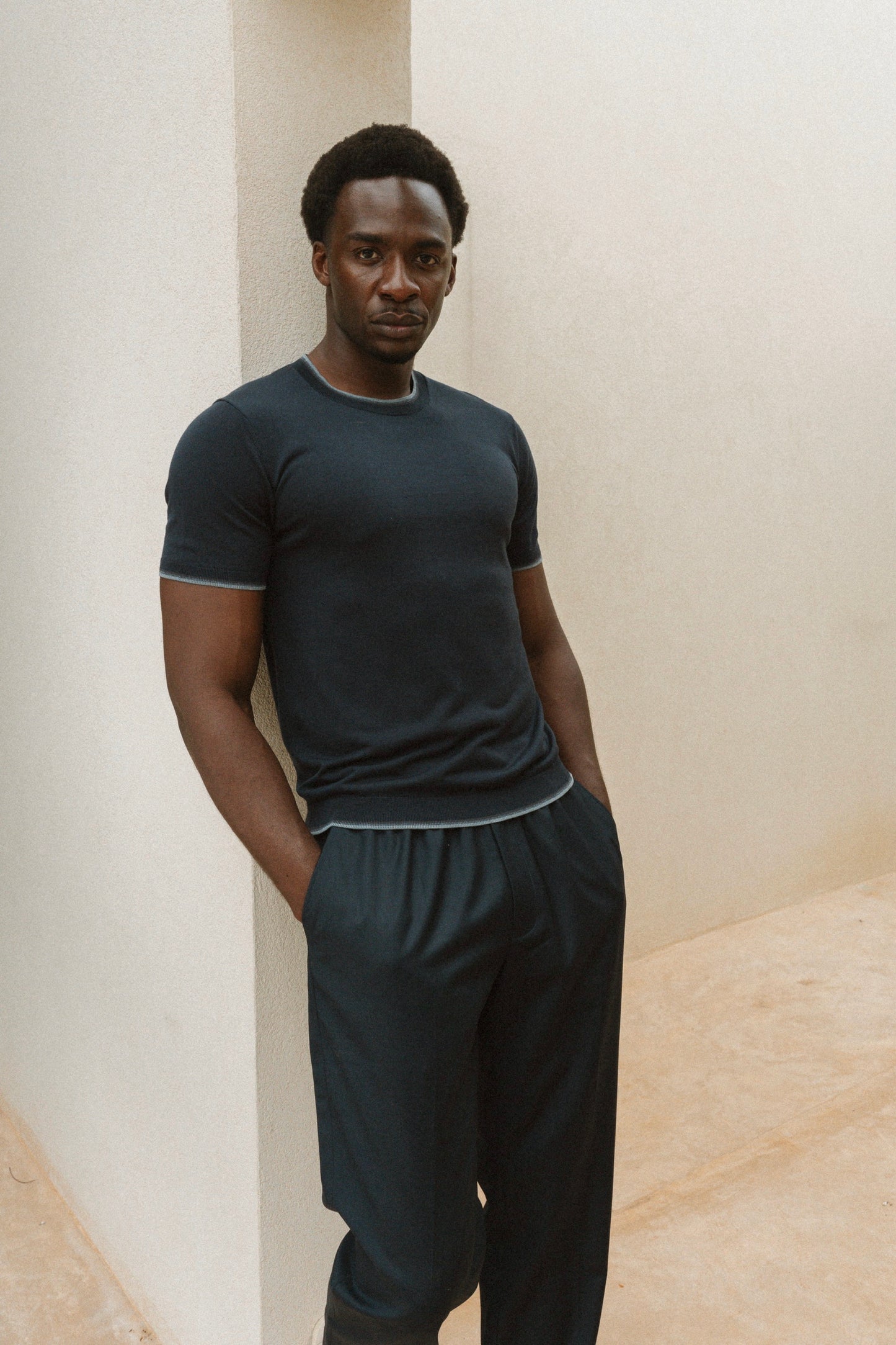 FRONTERA KNIT T-SHIRT - MARINO