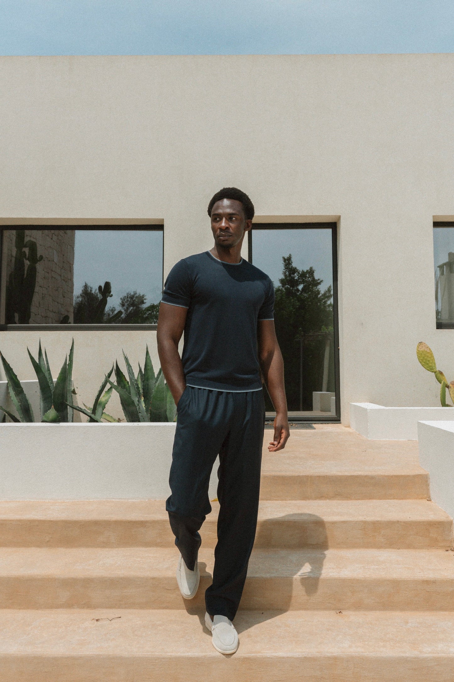 FRONTERA KNIT T-SHIRT - MARINO