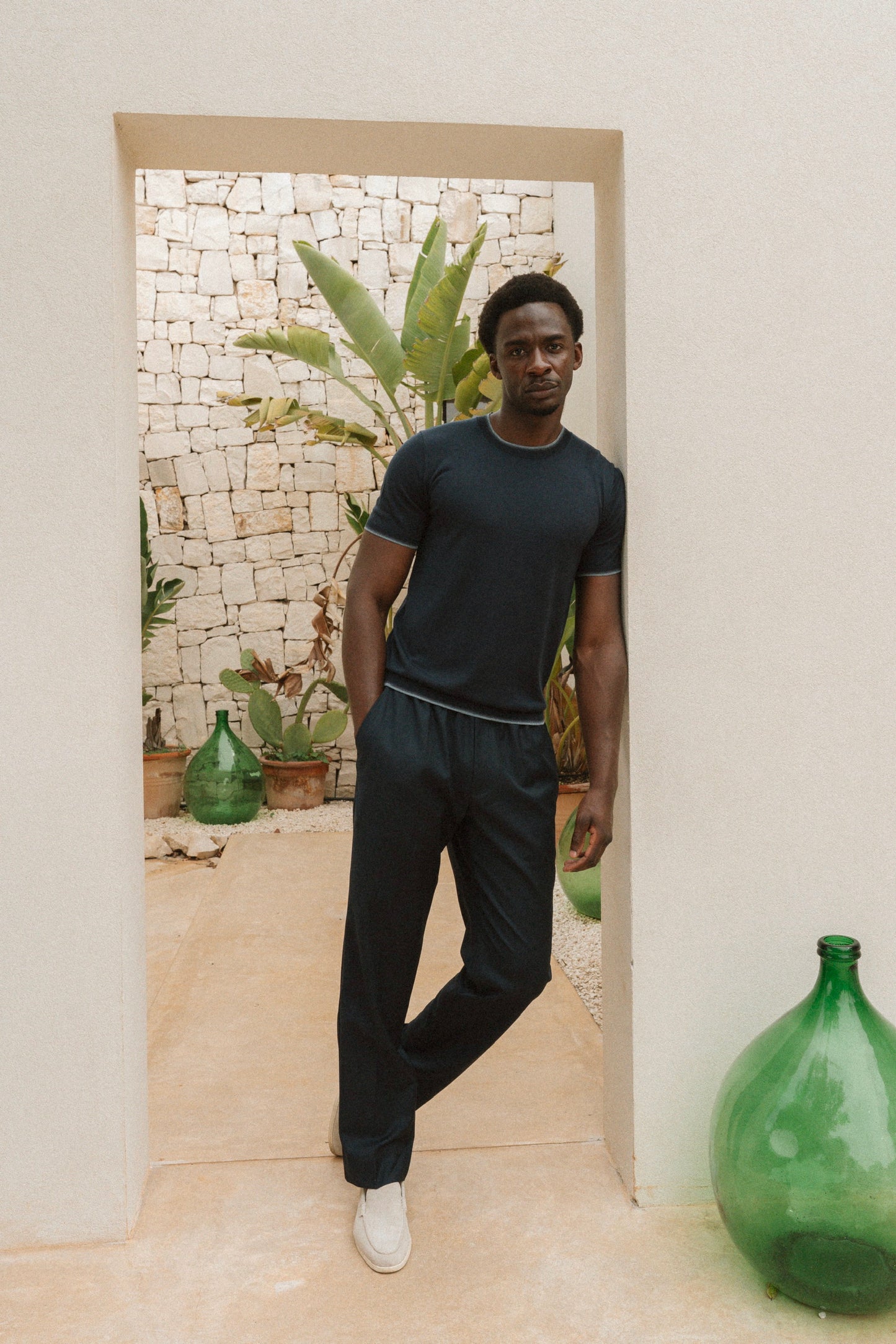 FRONTERA KNIT T-SHIRT - MARINO
