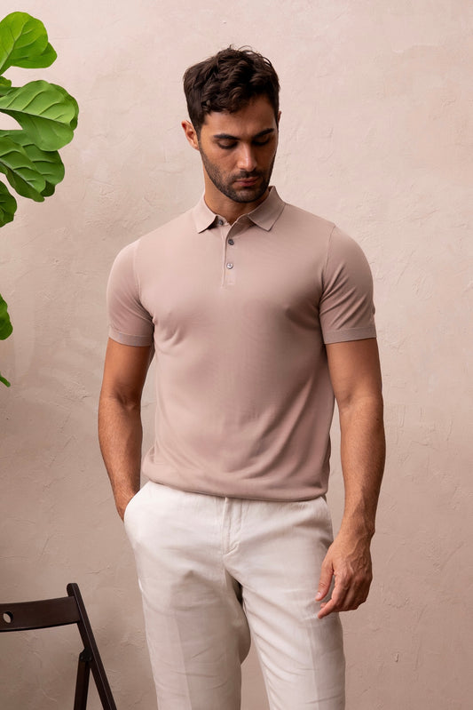 SIERRA KNIT POLO - CON LECHE